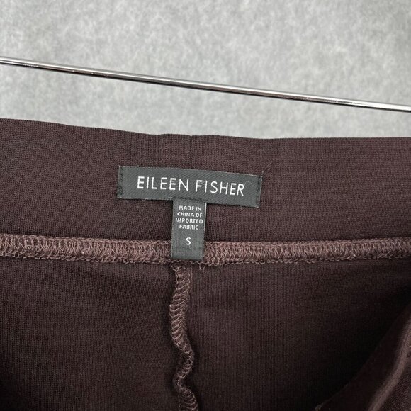 Eileen Fisher Ponte Knit Straight Leg Pull On Pant Size S Chocolate Brown Office - Picture 4 of 11